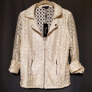 Baciano White Lace Moto-Style Jacket Sz Small NWT